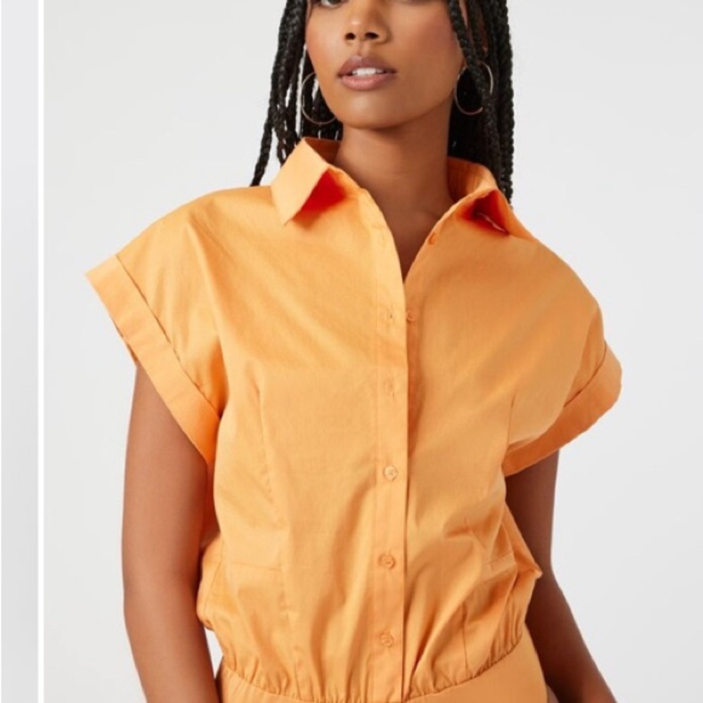 Forever 21 Poplin Cuffed Shirt Bodysuit | New without Tags
